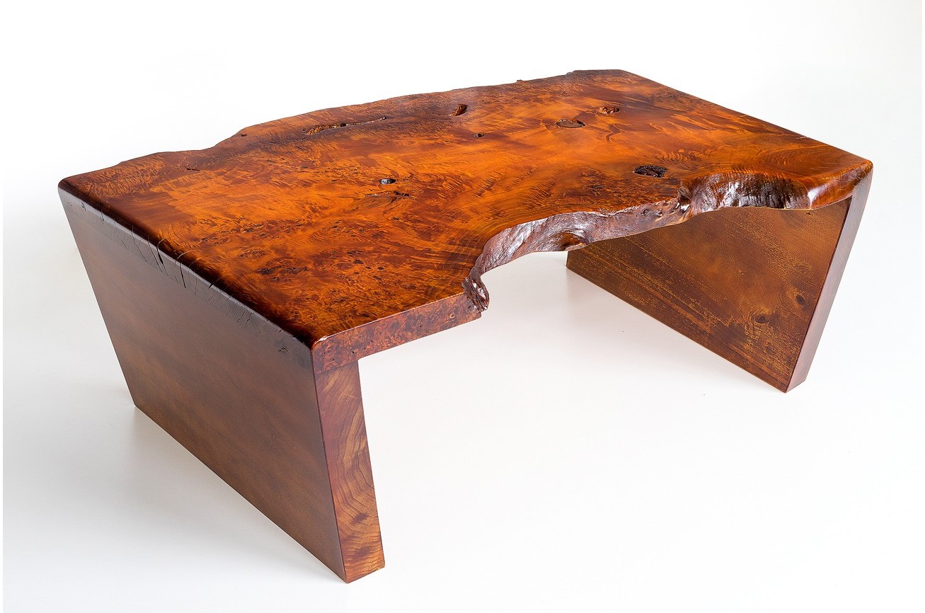 Coffee table with natural edges from solid bird's eye ...